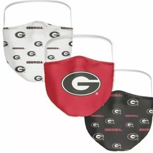 Georgia Bulldogs NCAA Fanatics Adult All Over Logo Face Masks Covering [3-Pack]